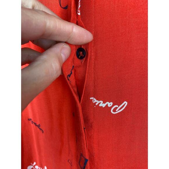 Maeve by Anthropology Women's 4 Red Paris London Button Up Blouse - Picture 11 of 11